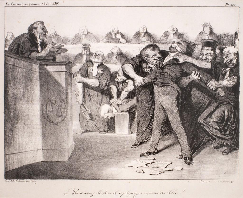 No firmado. Prueba en papel china, para una edición limitada de 37 copias. Del periódico satírico "La Caricature", n.236, 14 de mayo de 1835. Cat. Prouté 1974, n.178.
