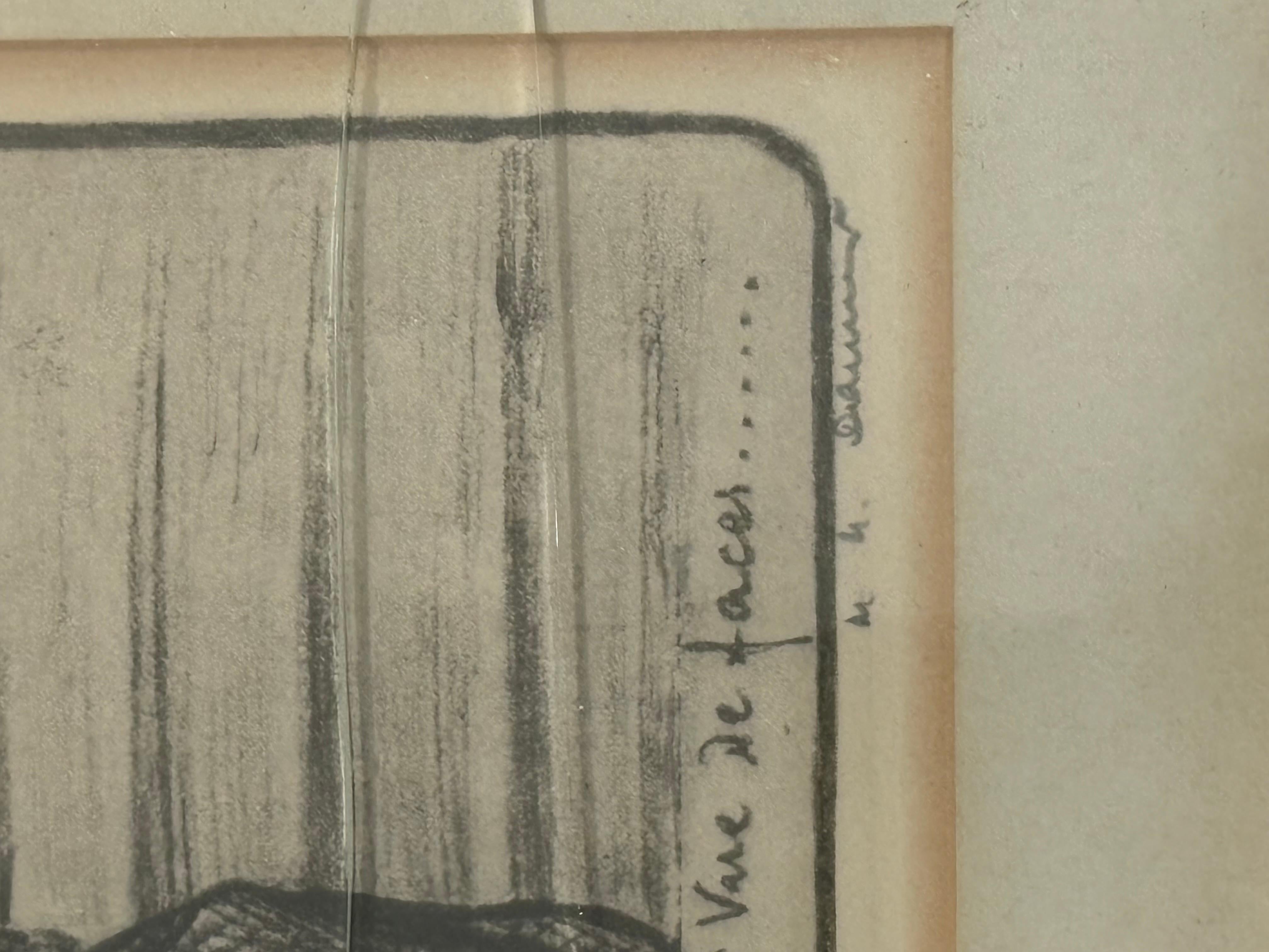Honoré Daumier Lithographie Vue de face. Mesure 16x13 la vitre s'est cassée et ne sera pas incluse dans la vente. 