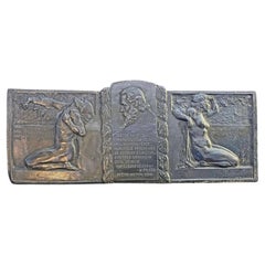 "Honoring Svatopluk Čech", Art Nouveau Relief Plaque w/ Male & Female Nudes