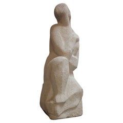 Vintage Honorio García Condoy Carved Stone Figurative Sculpture