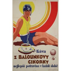 Circa 1930 original Czech advertising poster to promote the coffee substitute