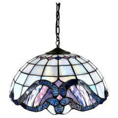 Lustre Honsel de style Tiffany - Lampe en verre teinté de fabrication allemande, 1970