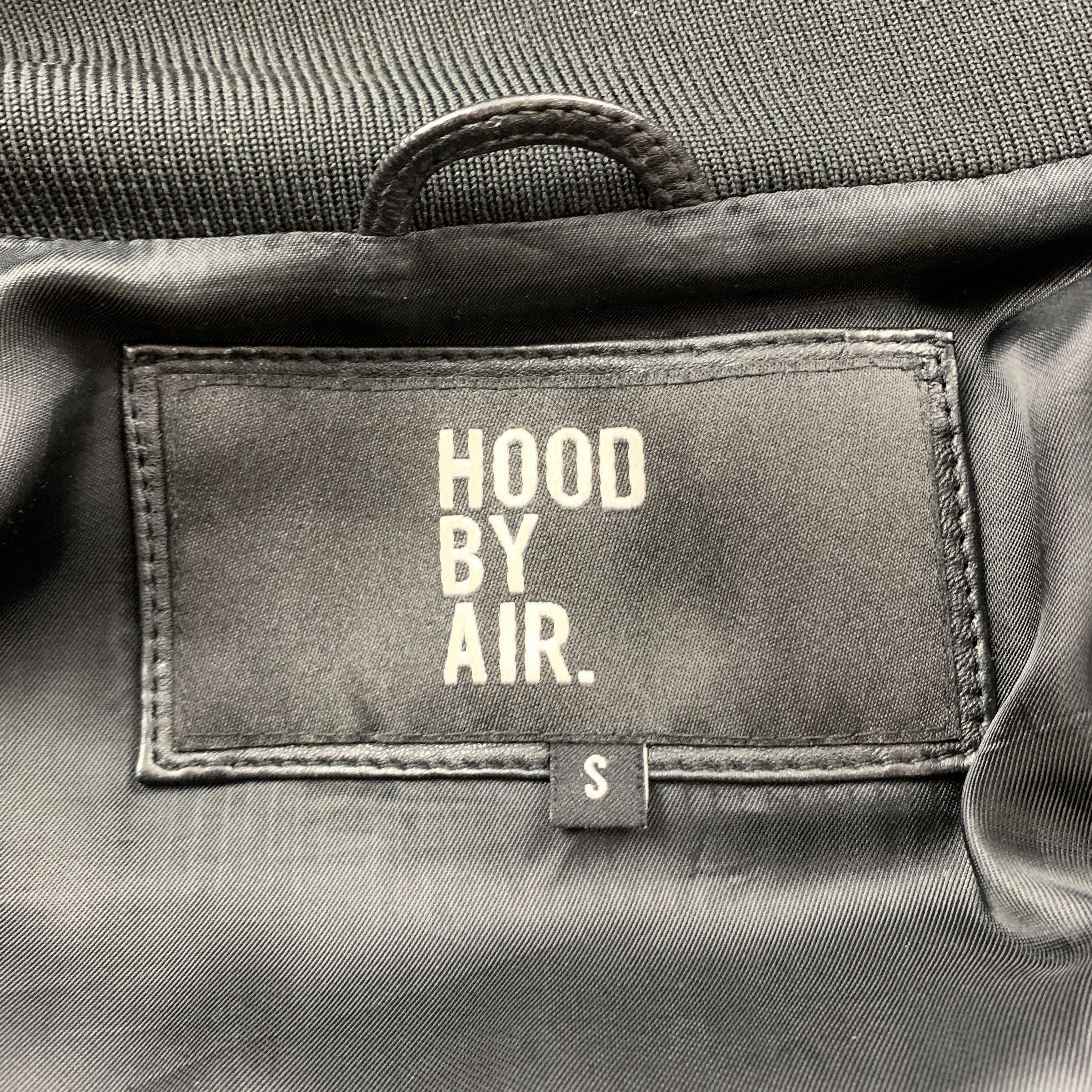 HOOD BY AIR Size S Black Embossed Leather Hockey Bomber Jacket 3