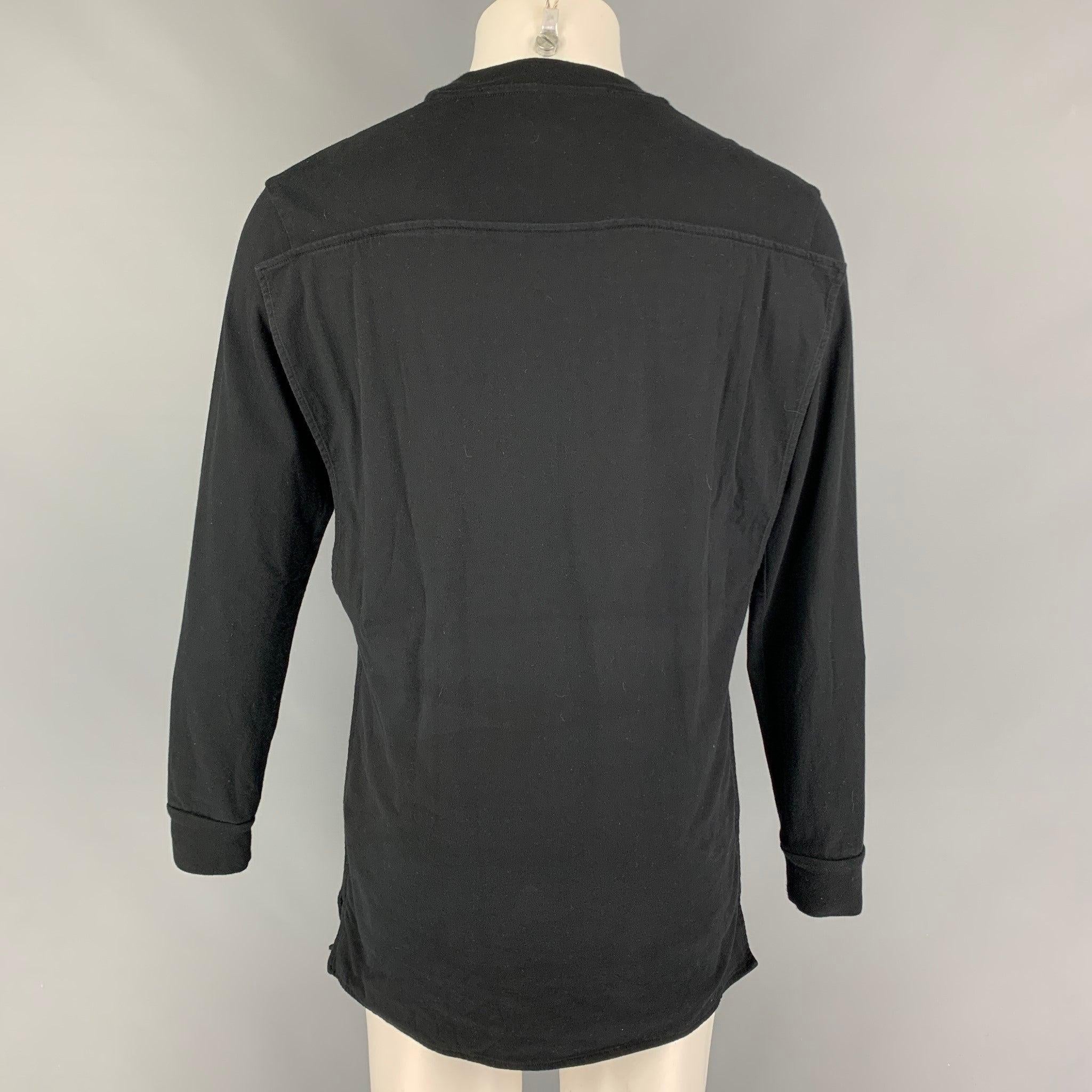 HOOD BY AIR Size S Black Graphic Cotton Long Sleeve T-shirt In Good Condition For Sale In San Francisco, CA