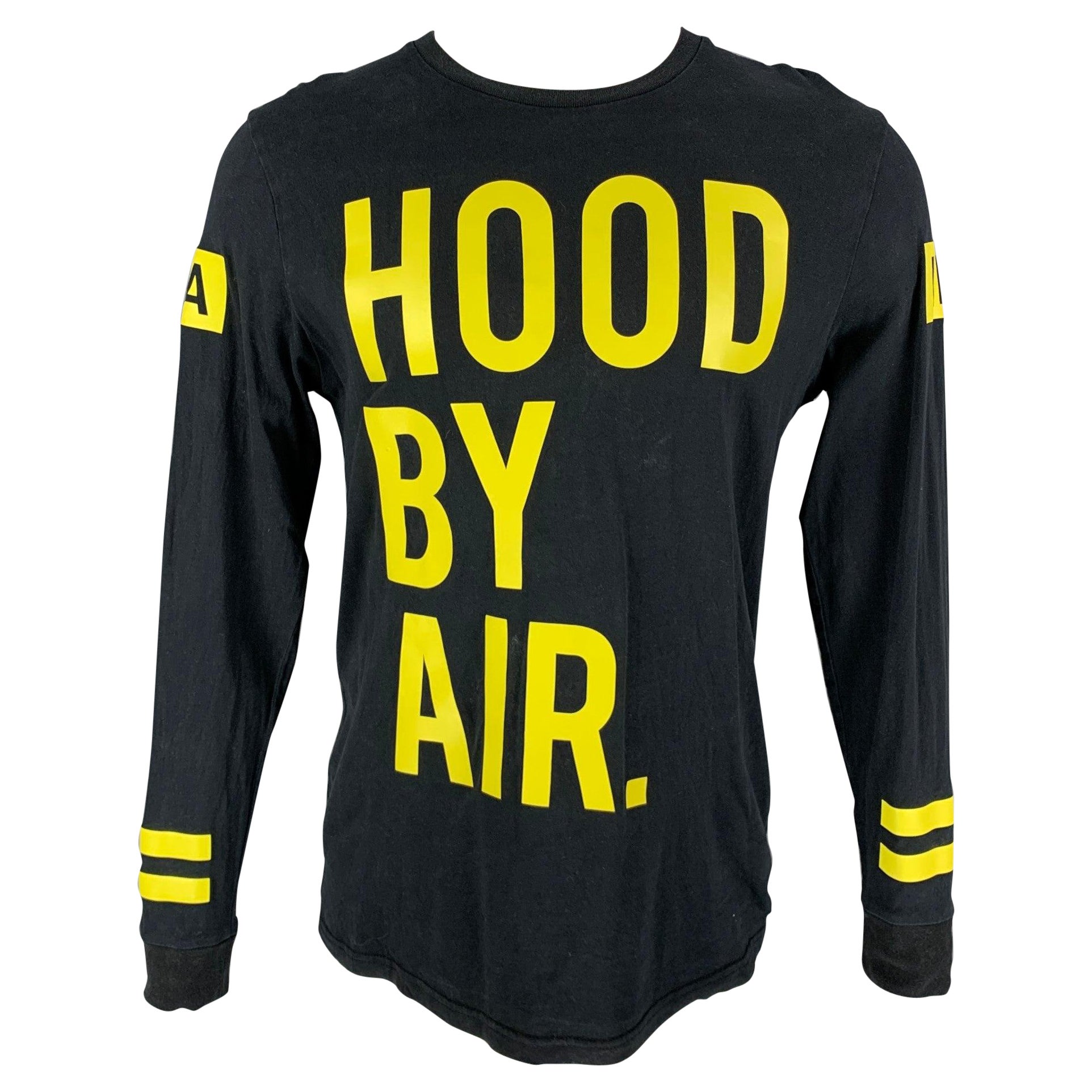 Hood by Air Taille S T-shirt à manches longues en coton avec logo noir et jaune en vente