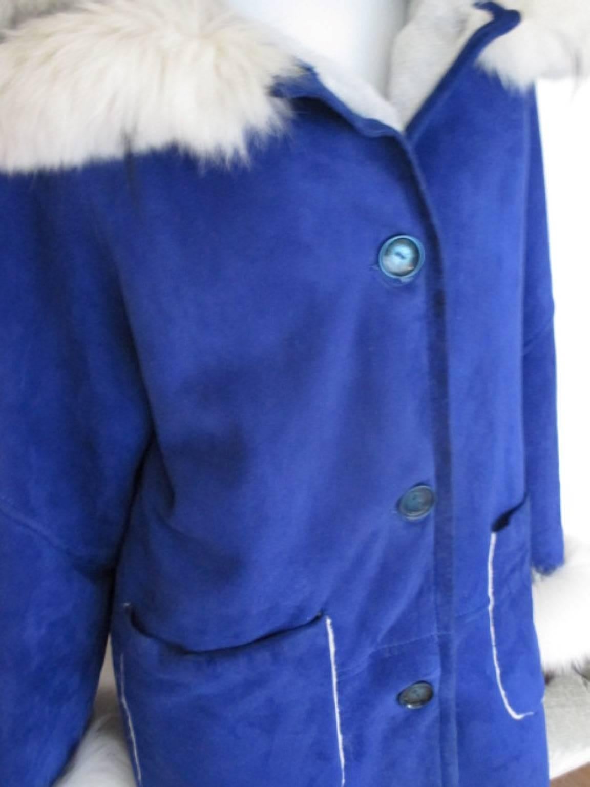 cobalt blue fur coat