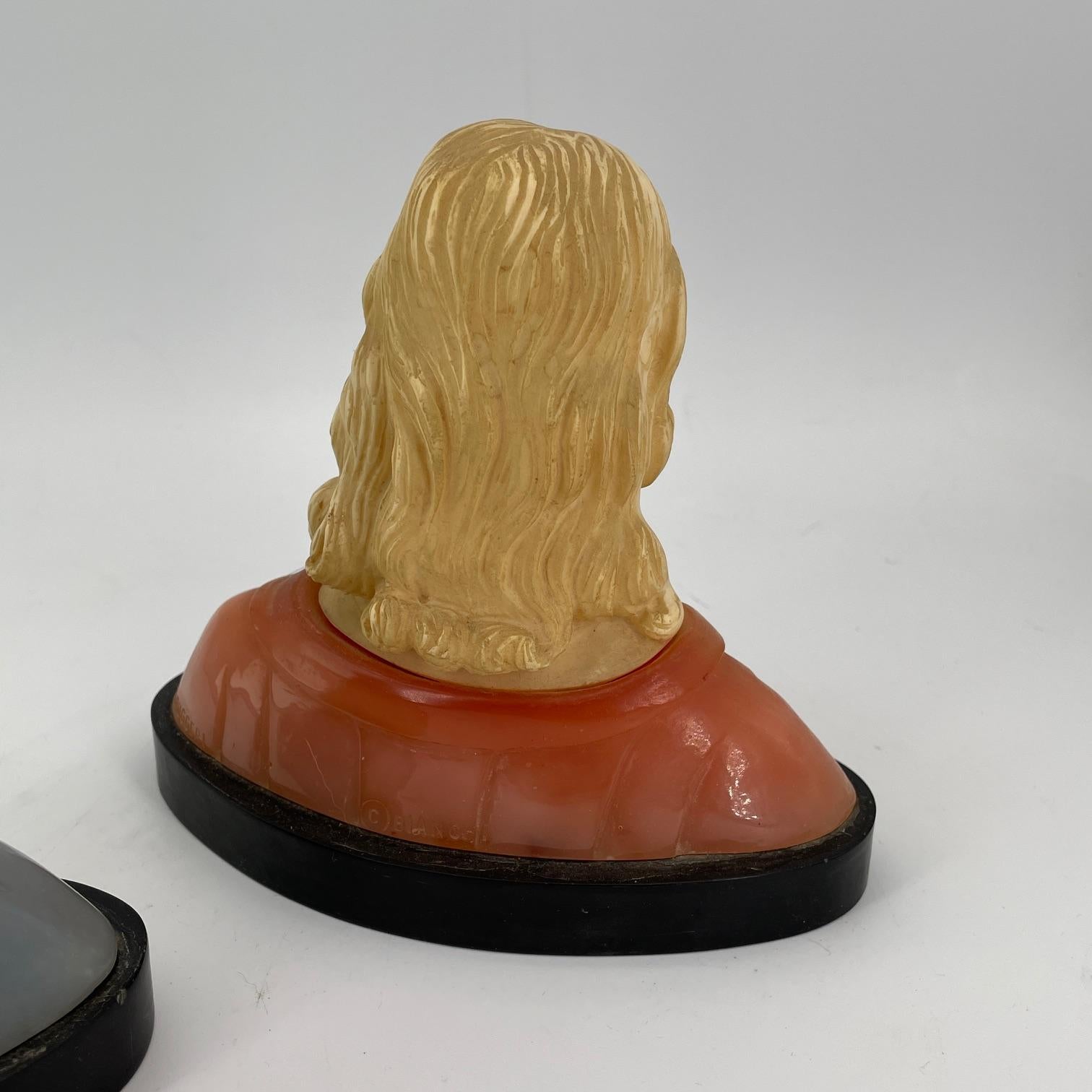 Hooded Madonna + Jesus Bust Sculpture Bookends Gino Ruggeri Bianchi Mid-Century In Fair Condition For Sale In Hyattsville, MD
