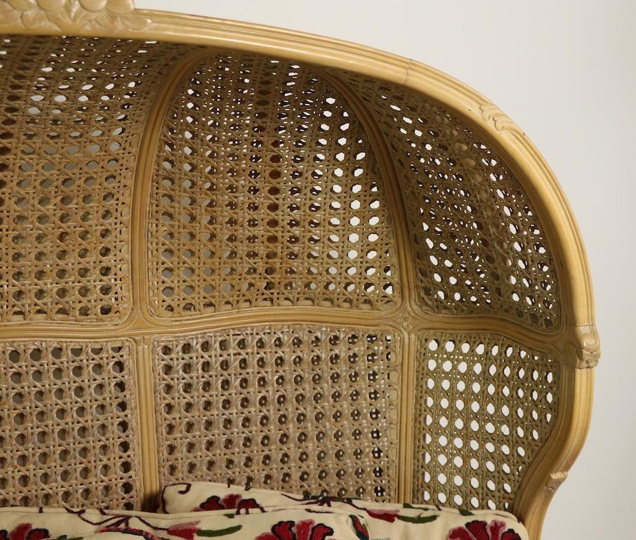 Hooded Rattan Loveseat Sofa In Good Condition In New York, NY