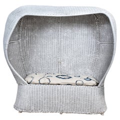 Vintage Hooded Wicker Loveseat