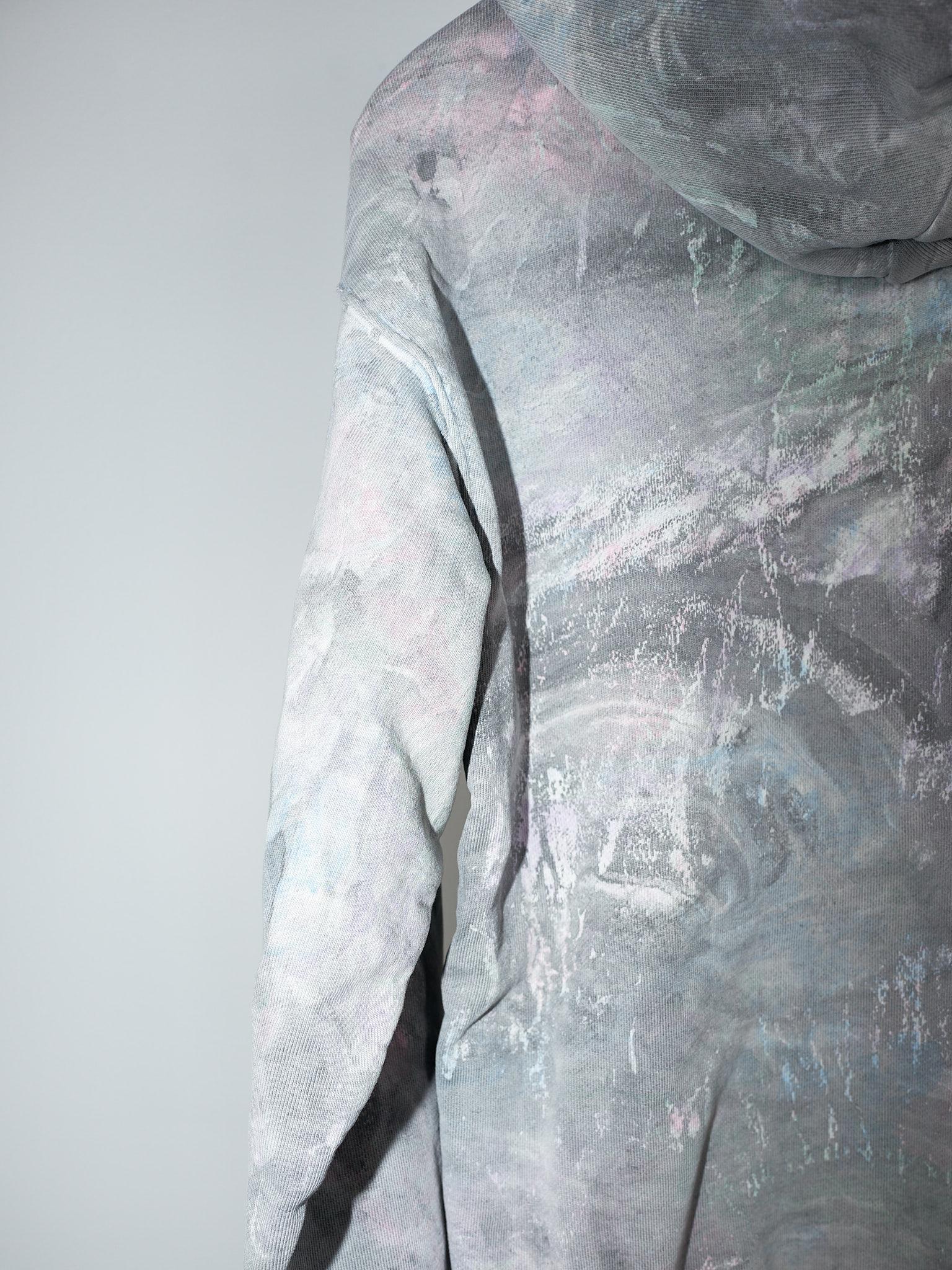 Hoodie Chrystal Embellishment Grey Pastel Marble Dye Organic Cotton J Dauphin For Sale 4