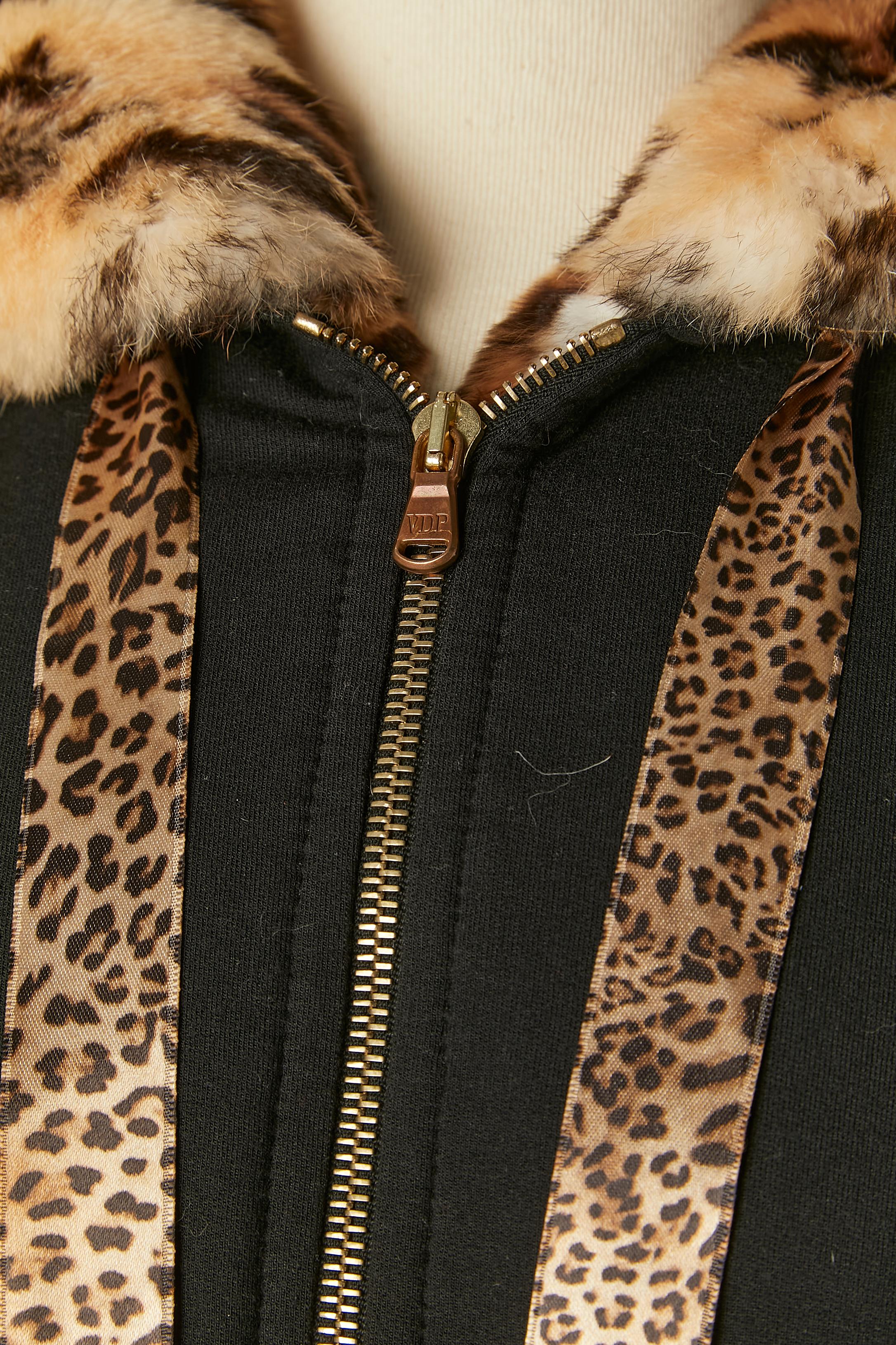 Sudadera con capucha de algodón negro con forro de pelo estampado en el interior de la capucha VDP Club Negro en venta