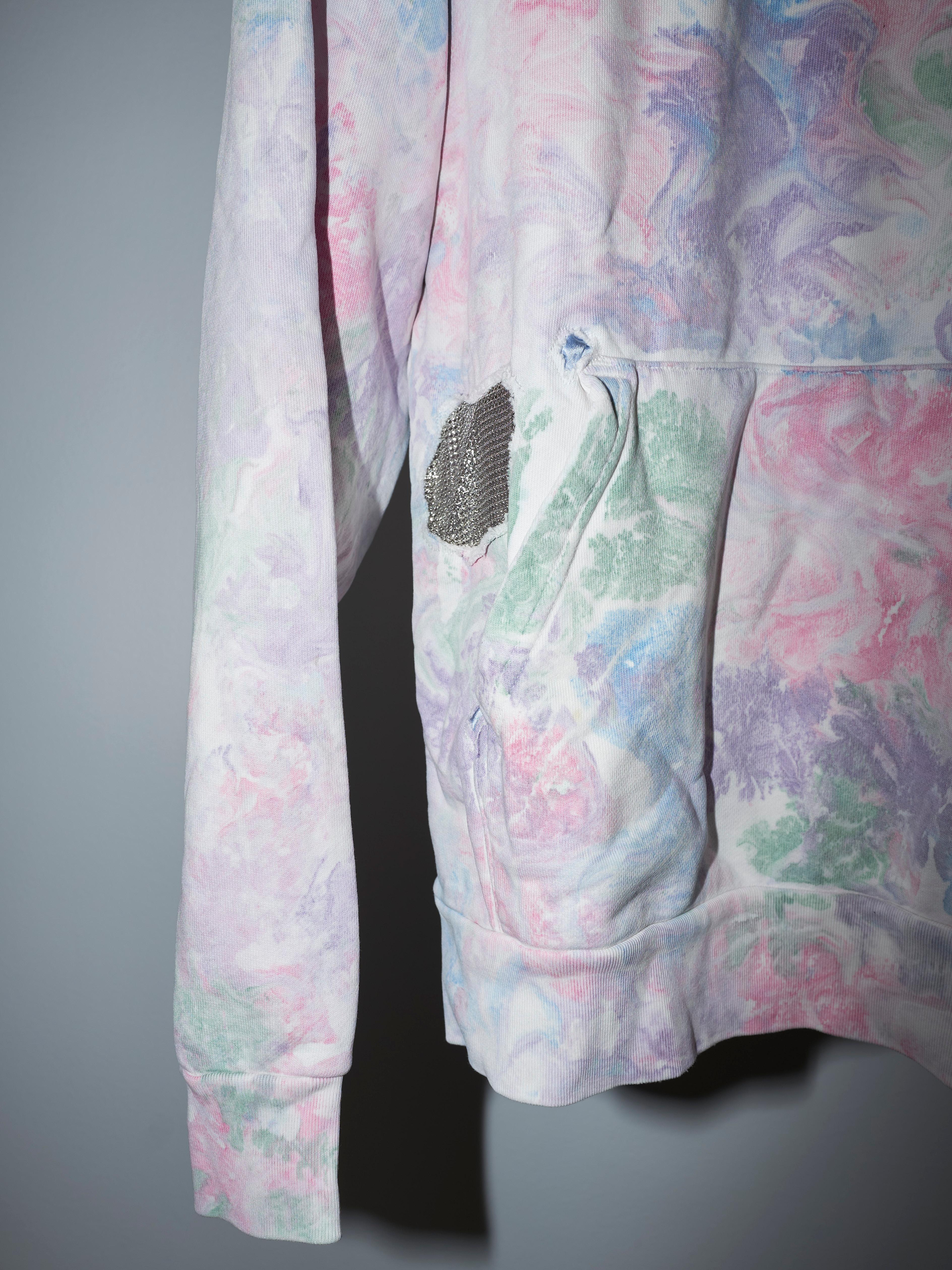 Hoodie Pastel Marble Cotton Embellished Chain Patchwork J Dauphin For Sale 1
