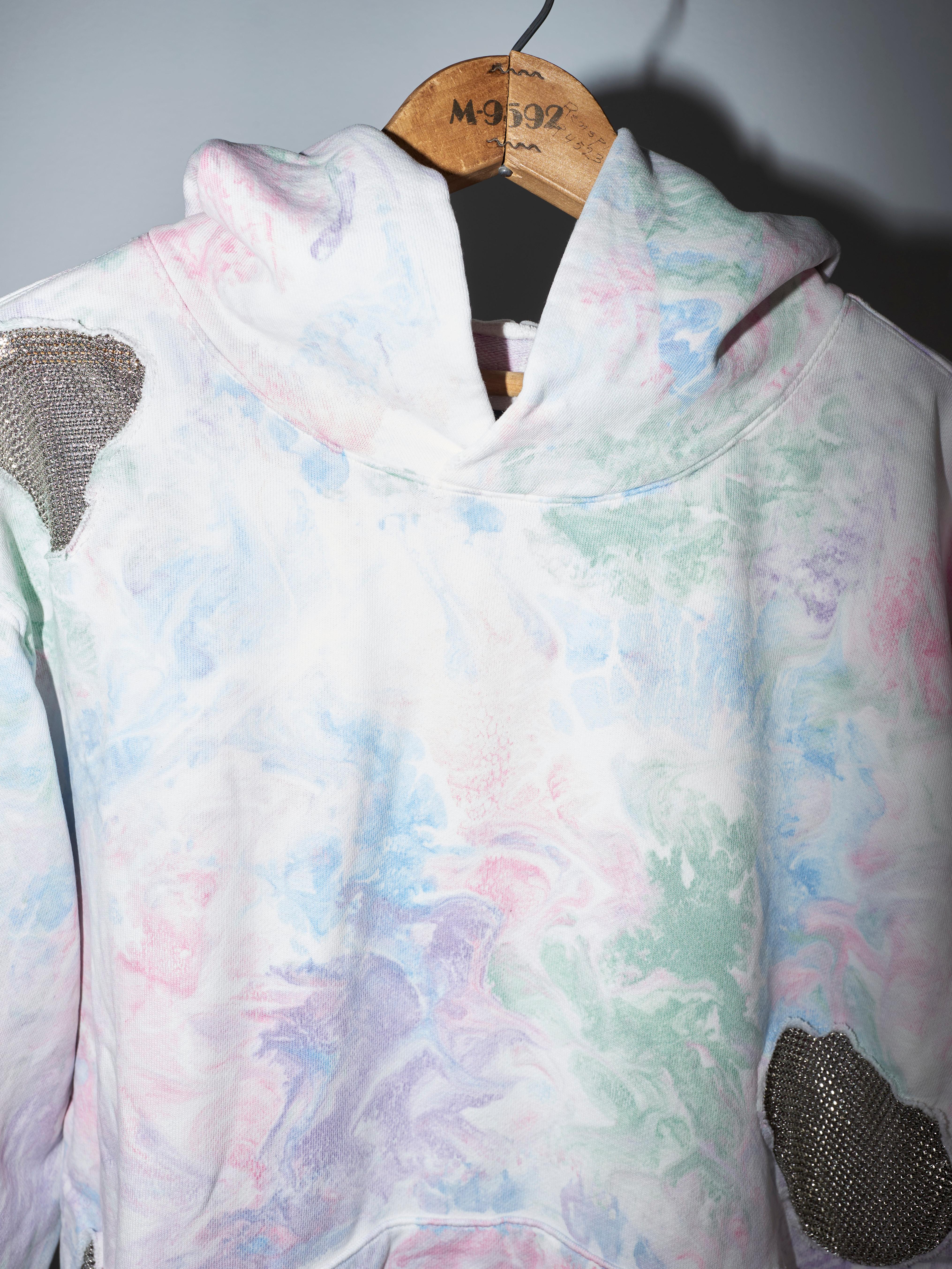Hoodie Pastel Marble Cotton Embellished Chain Patchwork J Dauphin For Sale 3