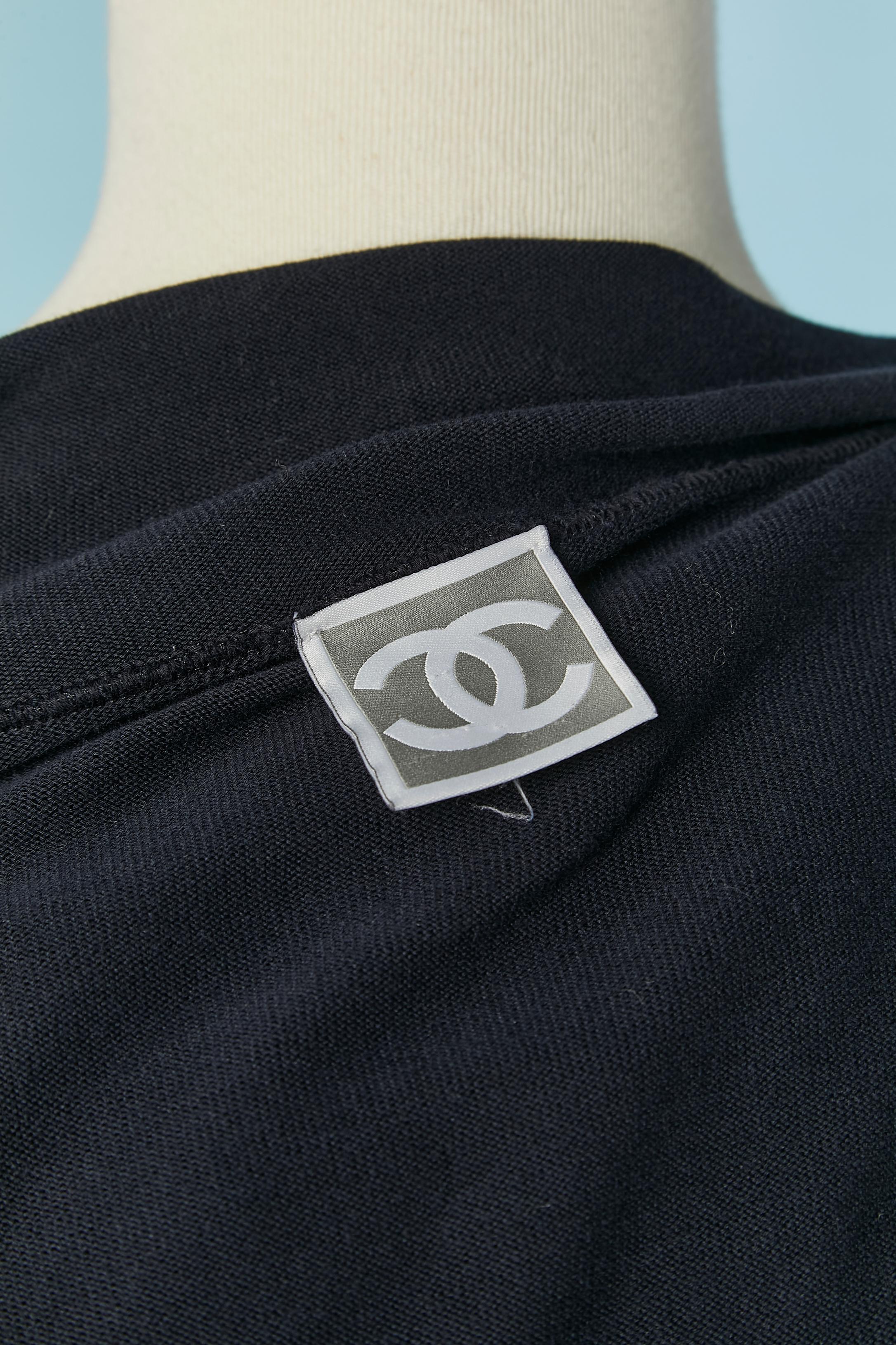 Felpa con cappuccio, maglietta e pantaloni da jogging in cotone jacquard navy Chanel in vendita 6