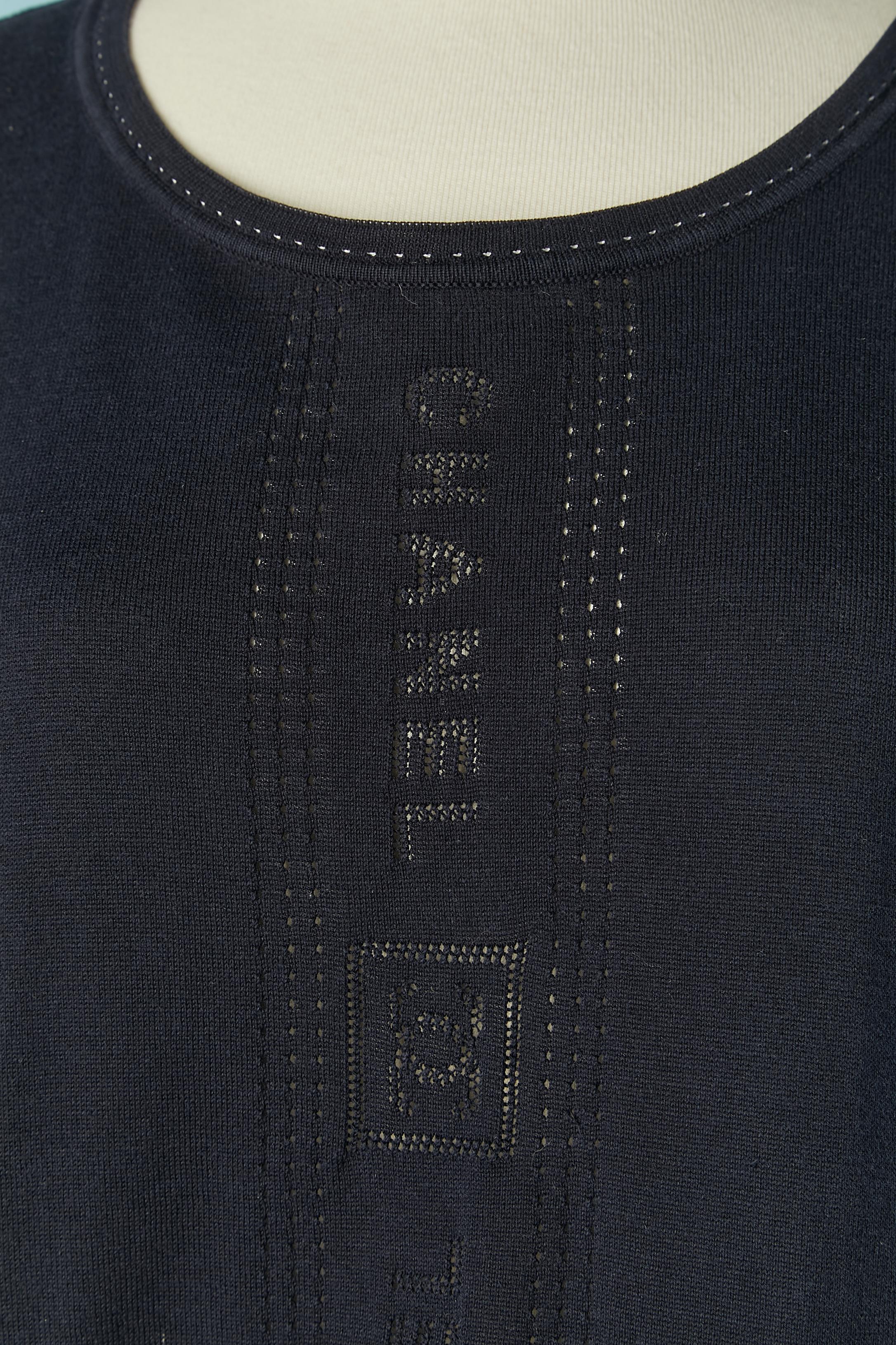 Felpa con cappuccio, maglietta e pantaloni da jogging in cotone jacquard navy Chanel in vendita 11