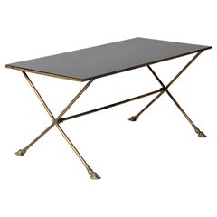 Hoof Feet Bronze & Black Opaline Coffe Table by Ramsay - France 1960's