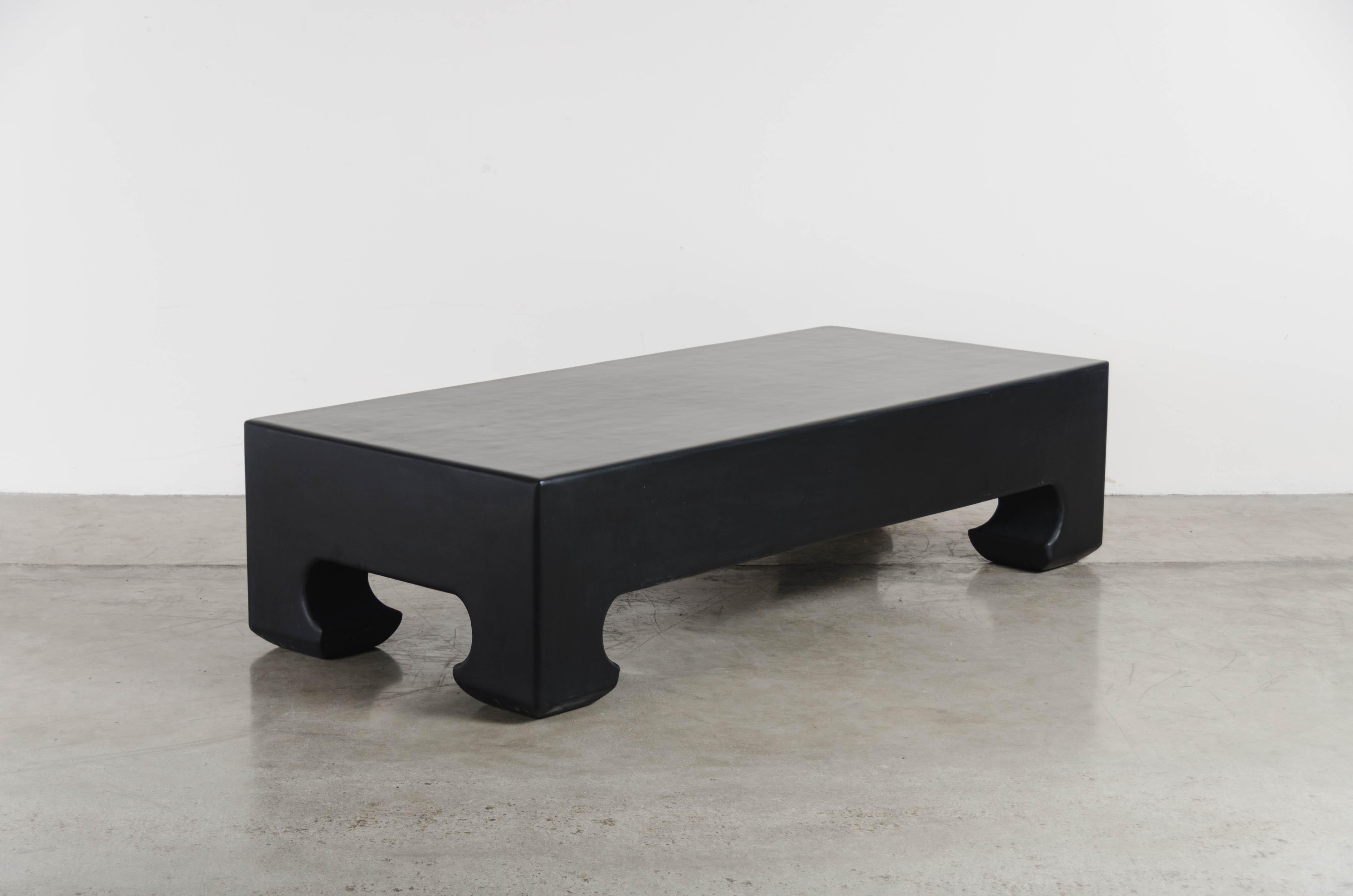 Hoof Leg Coffee Table, Black Lacquer by Robert Kuo, Limited Edition In New Condition In Los Angeles, CA