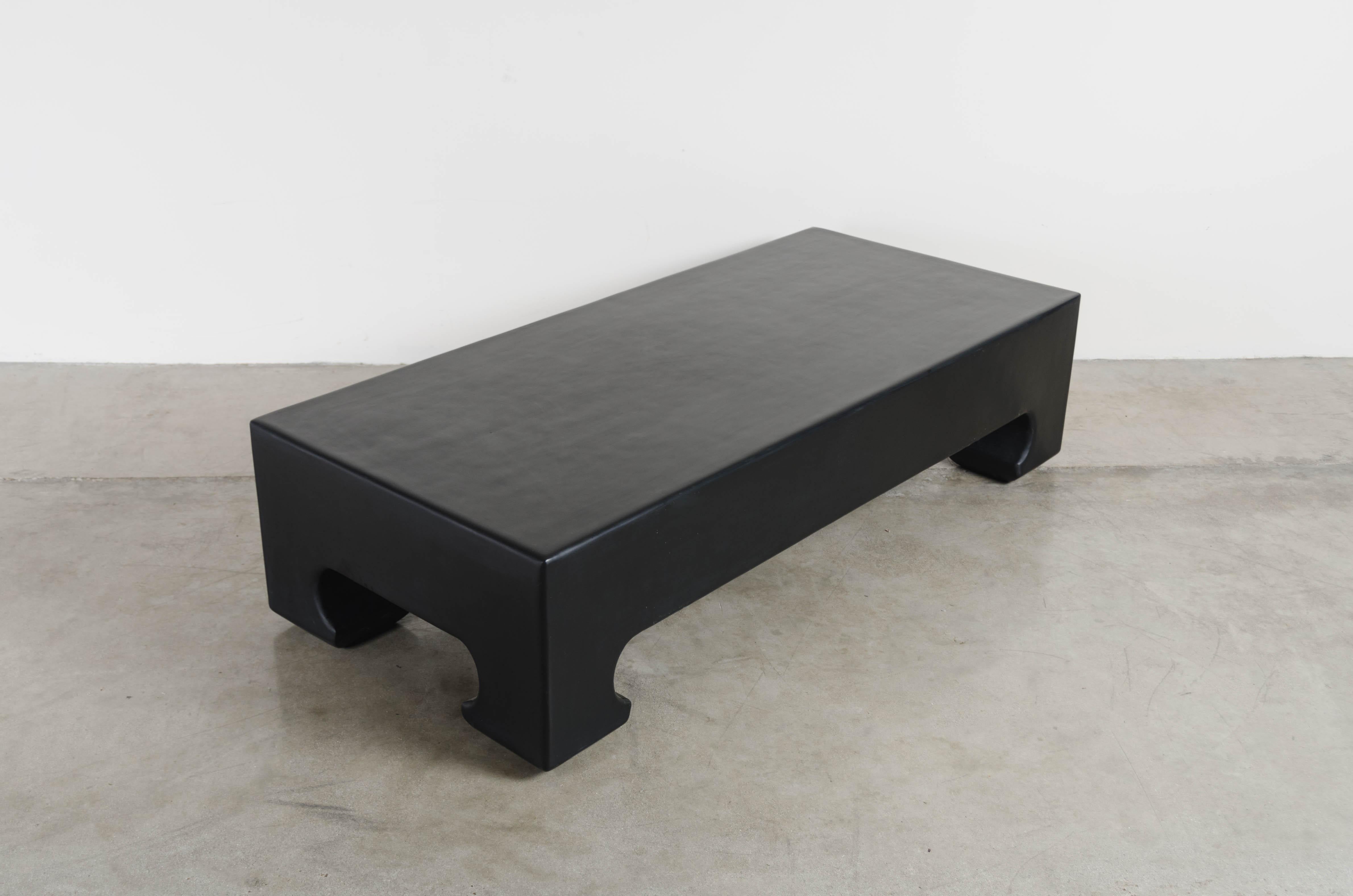 Contemporary Hoof Leg Coffee Table, Black Lacquer by Robert Kuo, Limited Edition