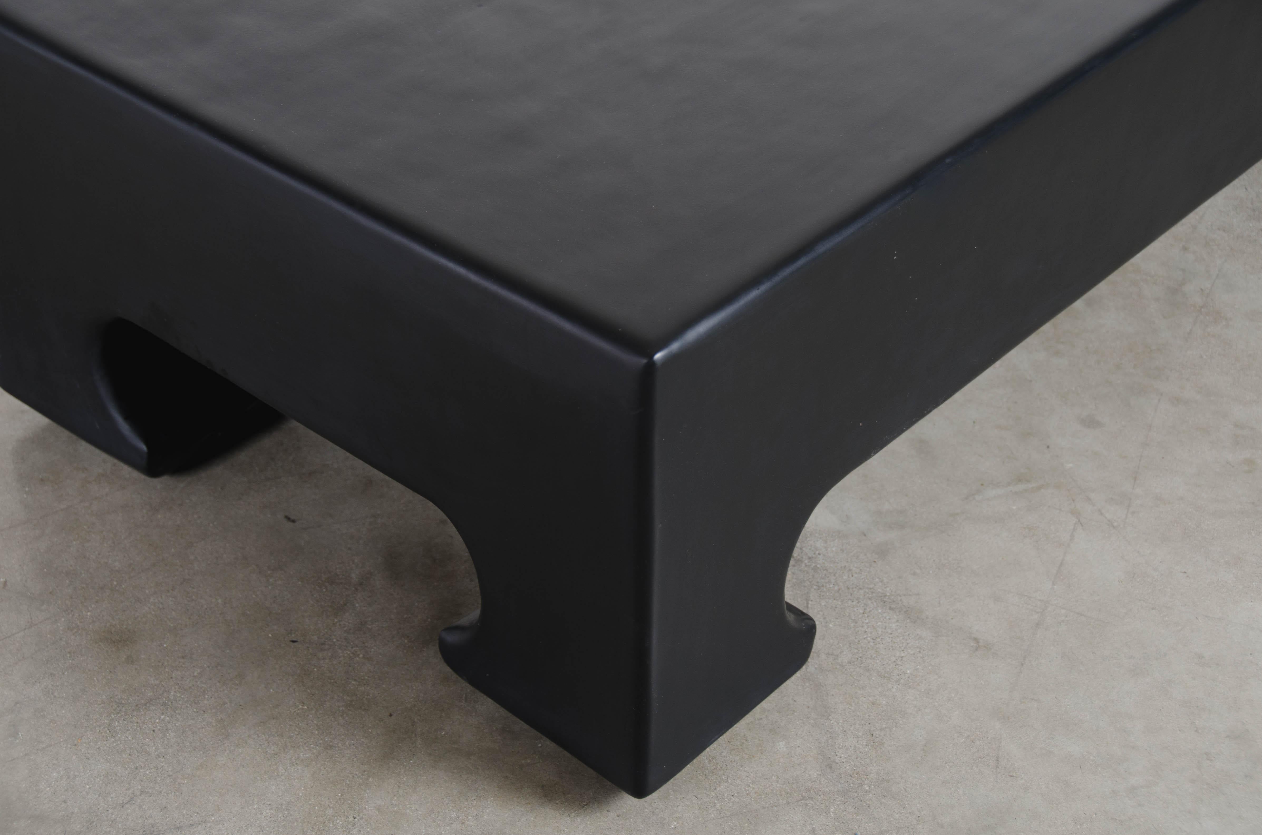 Hoof Leg Coffee Table, Black Lacquer by Robert Kuo, Limited Edition 1