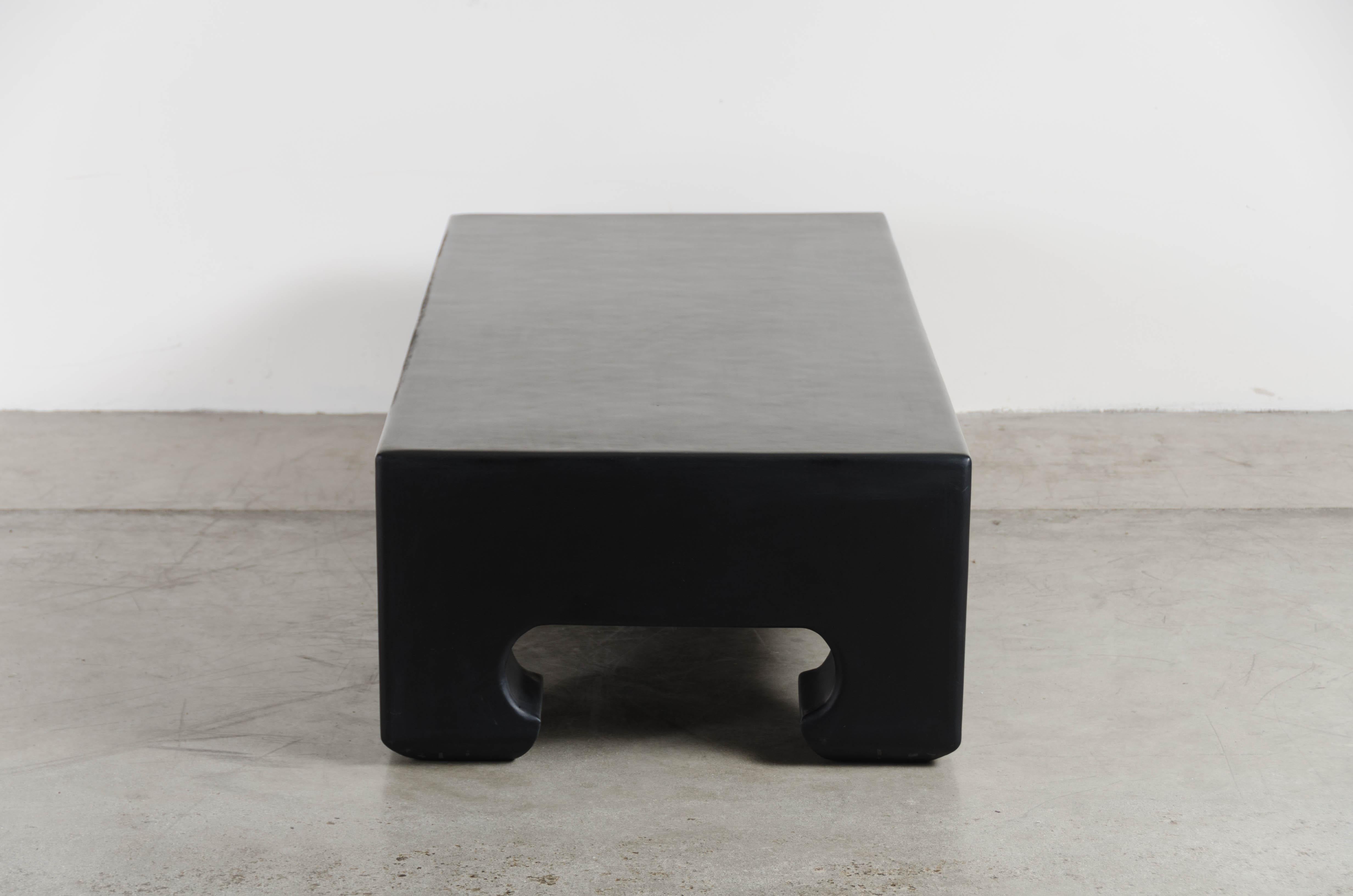 Hoof Leg Coffee Table, Black Lacquer by Robert Kuo, Limited Edition 2