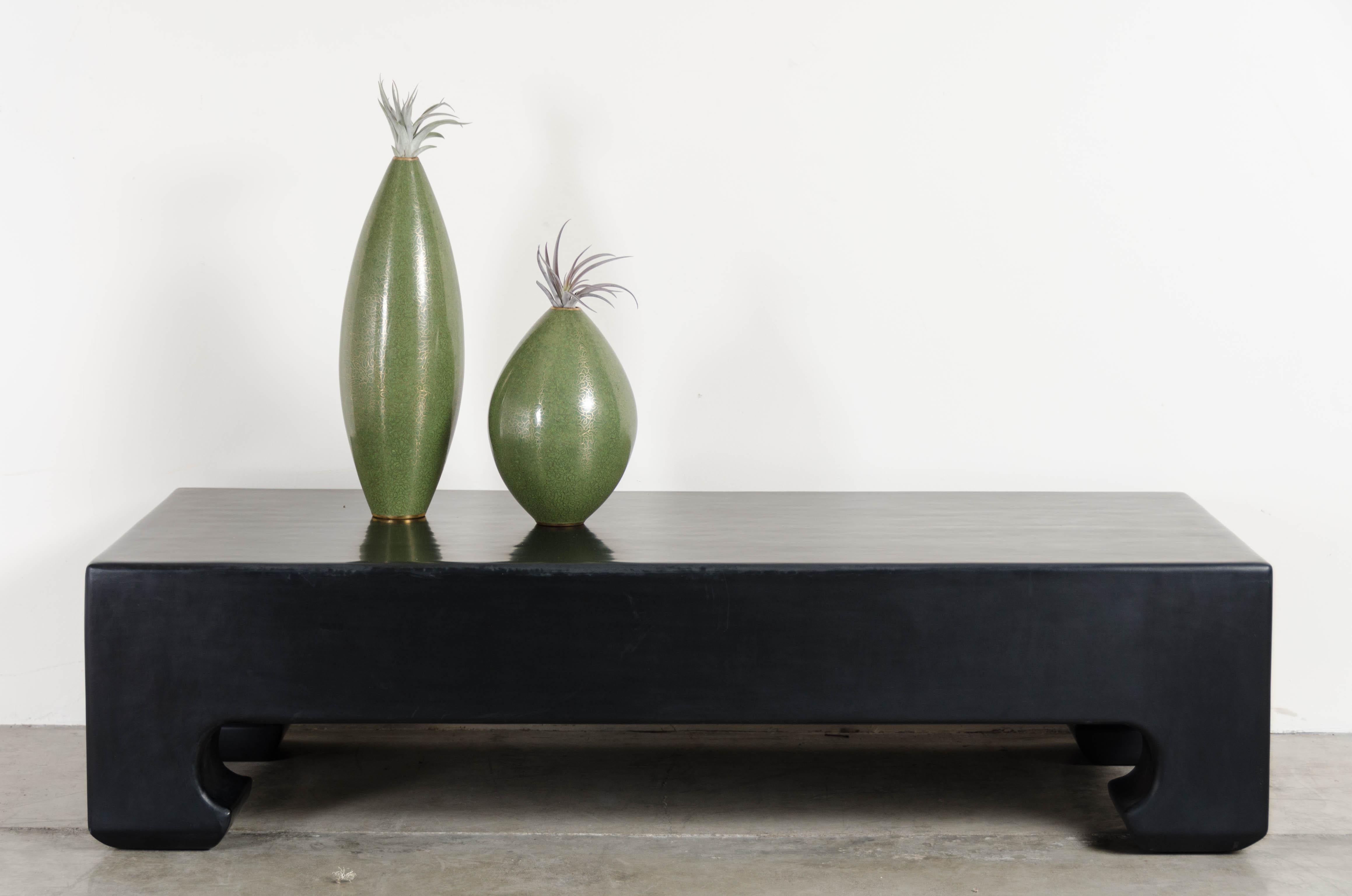 Hoof Leg Coffee Table, Black Lacquer by Robert Kuo, Limited Edition 3