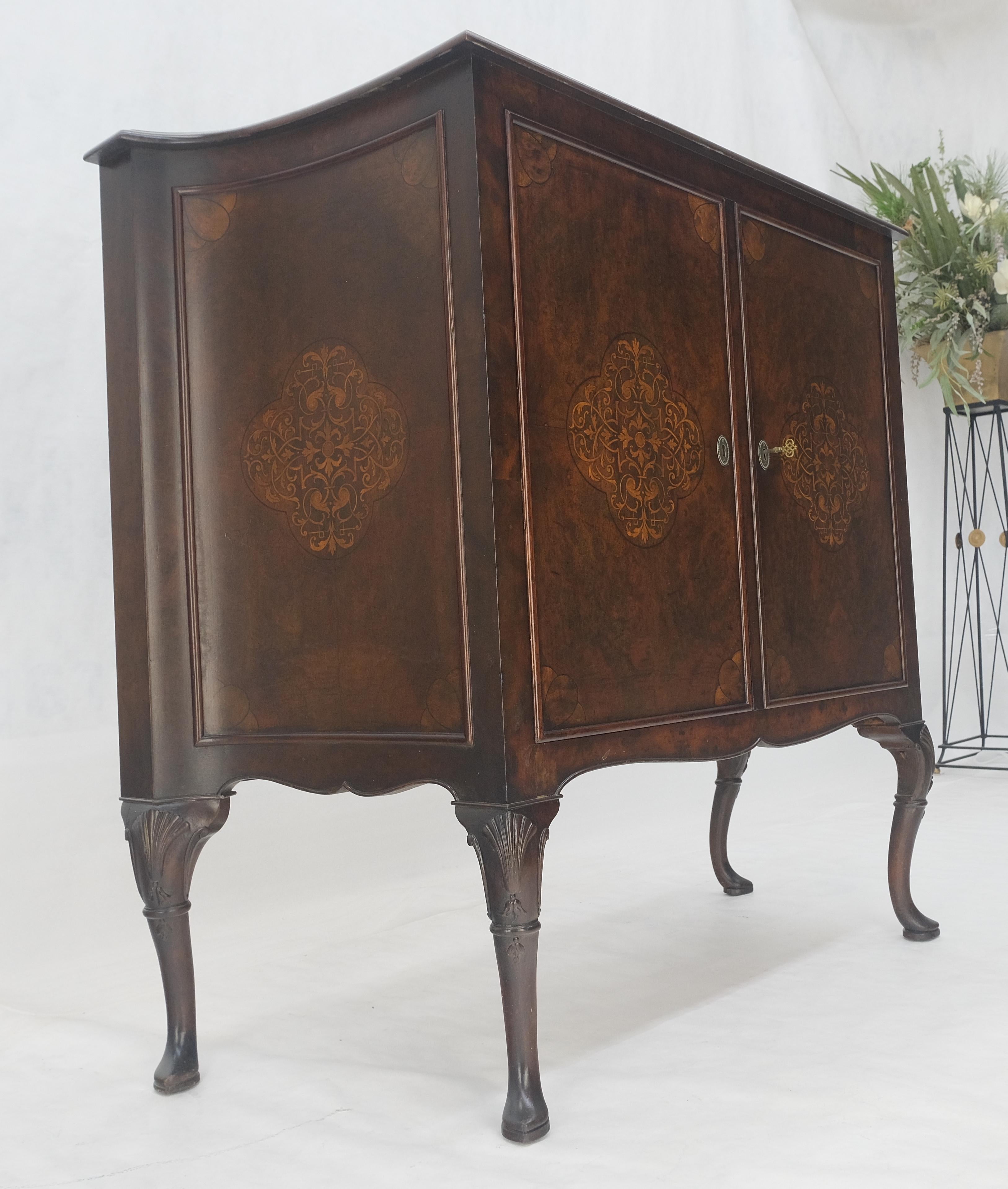 ¡Pies estilo pezuña 6 cajones encajados Armario cóncavo de doble puerta incrustada Nogal MINT! en venta 7