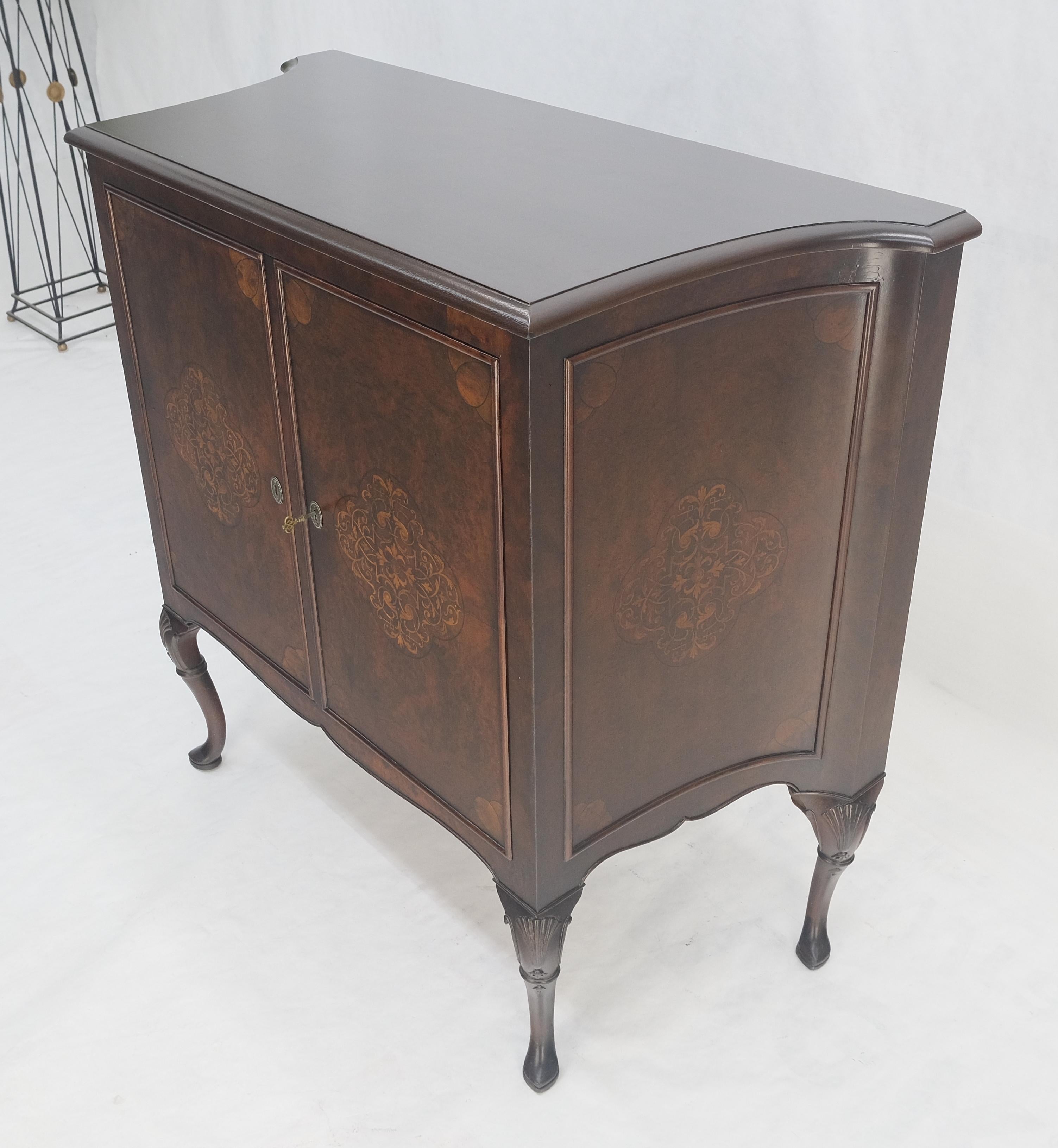 ¡Pies estilo pezuña 6 cajones encajados Armario cóncavo de doble puerta incrustada Nogal MINT! en venta 9
