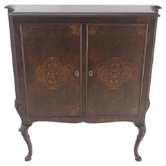 Hoof Style Feet 6 Fitted Drawers Double Door Inlay Concave Cabinet Walnut MINT!