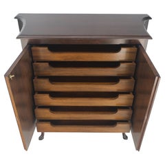 Hoof Style Feet 6 Fitted Drawers Double Door Inlay Concave Cabinet Walnut MINT!