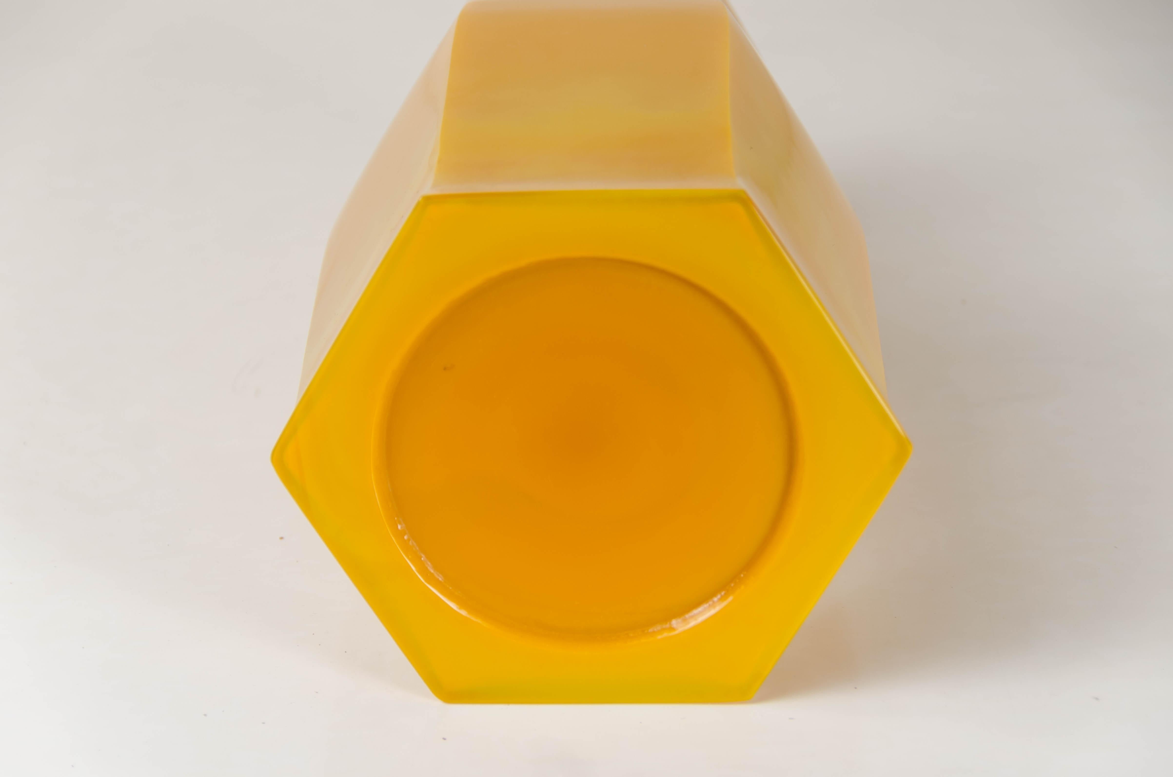 Hoof Vase, Yellow Peking Glass by Robert Kuo, Hand Blown Glass, Limited Edition 1