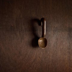 Hook-Handled Wooden Ladle with Sculptural Form, 20th Century