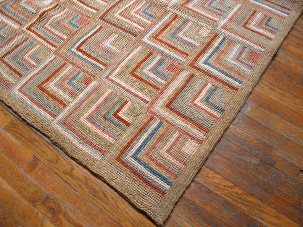 Hand-Woven Contemporary American Hooked Rug 6' 0