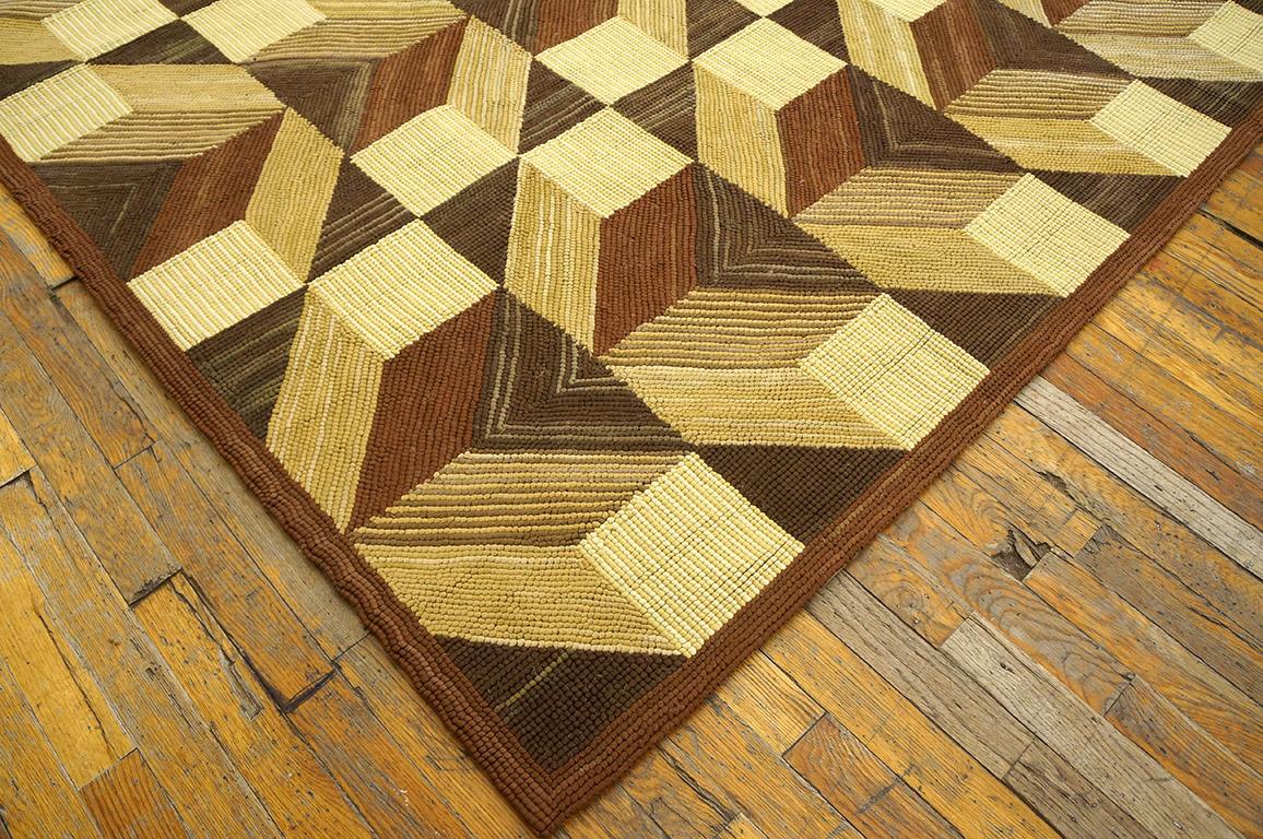 Hand-Woven Contemporary Hooked Rug (6' x 9' - 183 x 274 ) For Sale