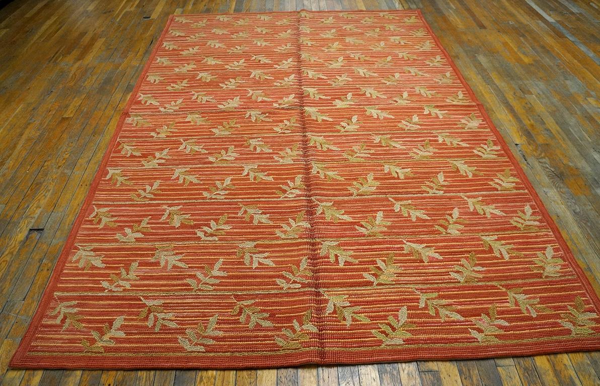 Hand-Woven Contemporary American Hooked Rug (6' x 9' - 182x 274) For Sale