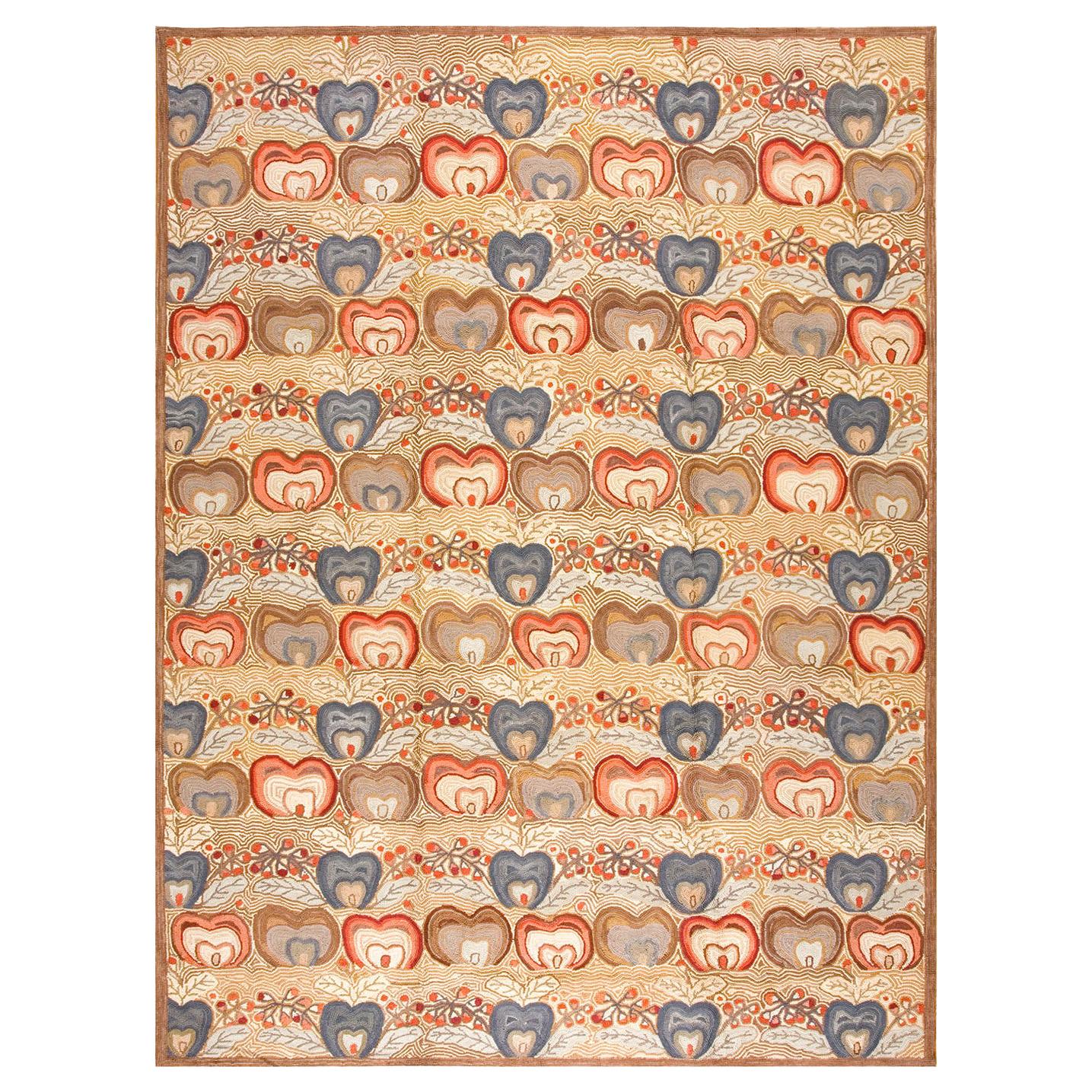 Contemporary Handwoven Cotton Hooked Rug ( 6' x 9' - 183 x 274 cm ) For Sale