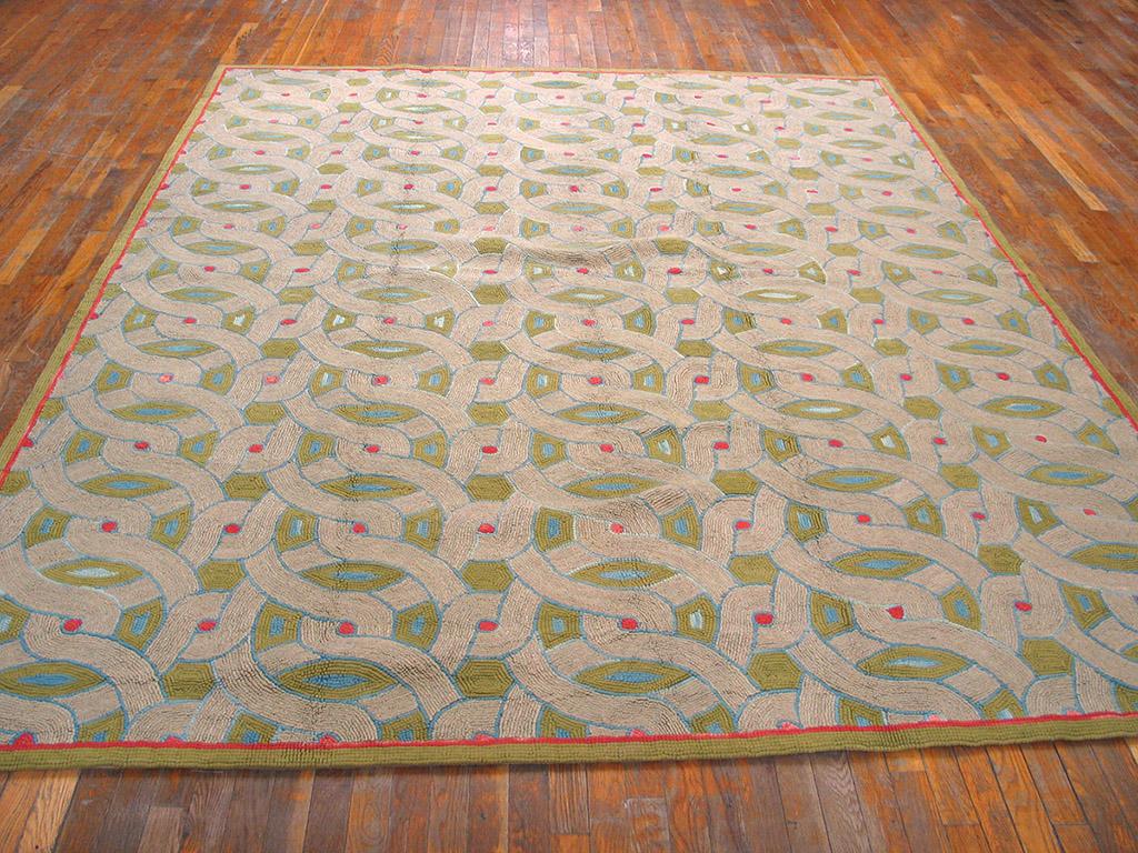 Contemporary Handmade Cotton Hooked Rug ( 8' x 10' - 244 x 305cm ) In New Condition For Sale In New York, NY