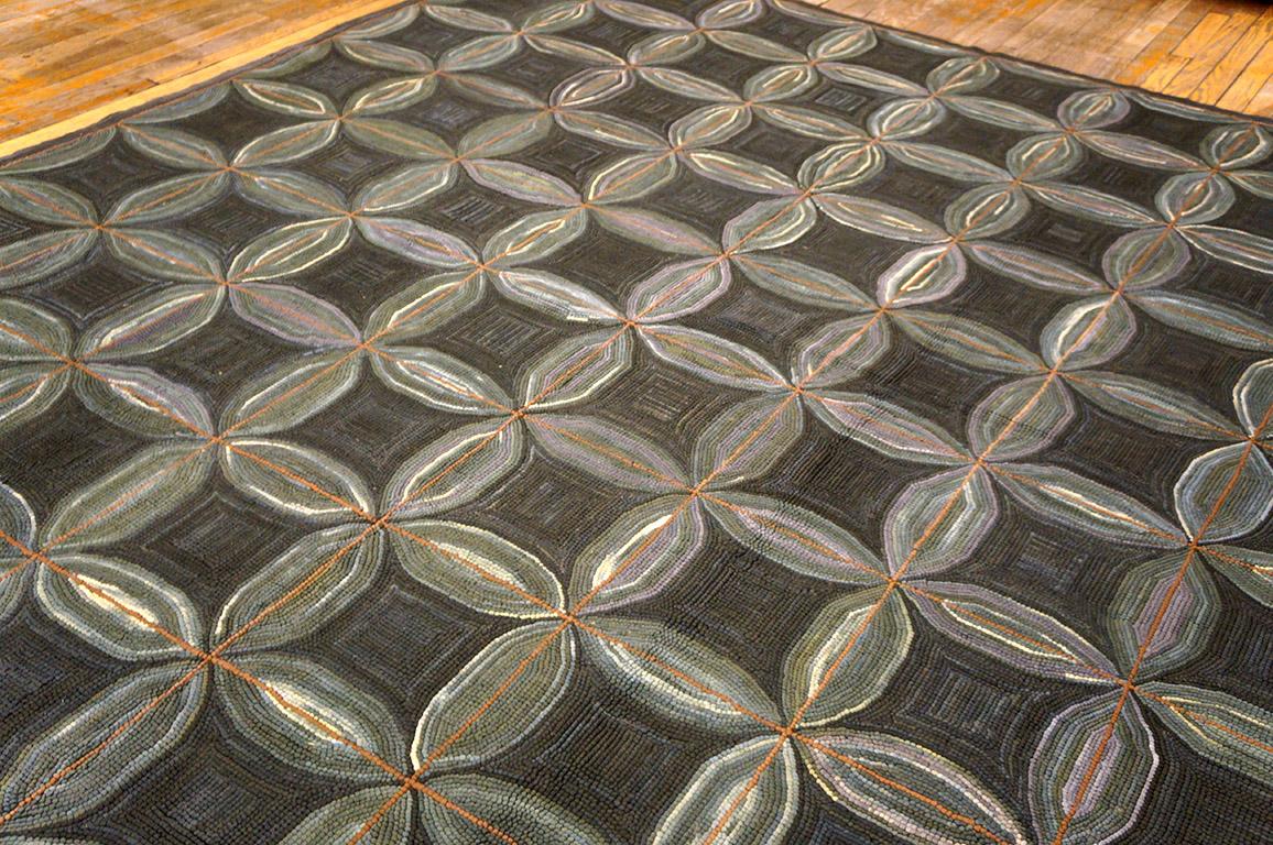 Hand-Woven Contemporary Handmade Hooked Rug ( 9' x 12' - 275 x 365 cm ) For Sale