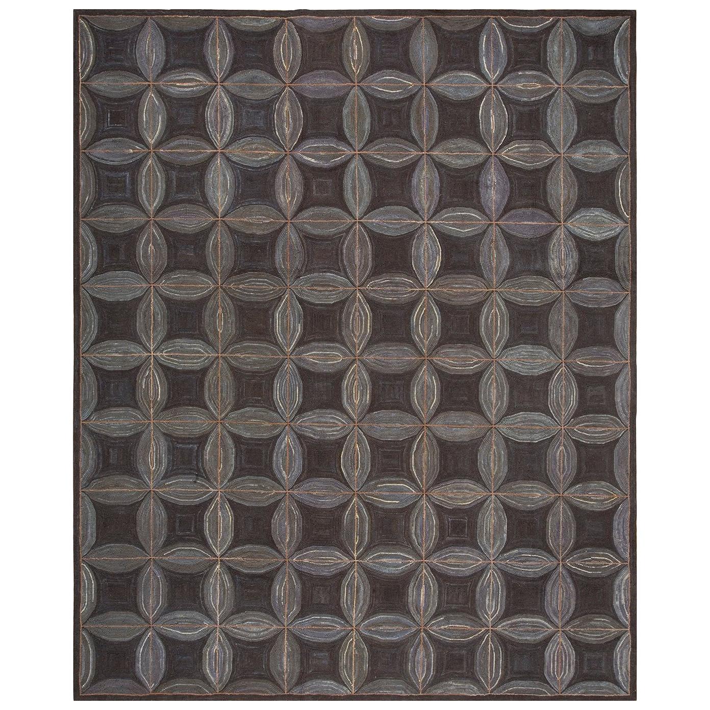 Contemporary Handmade Hooked Rug ( 9' x 12' - 275 x 365 cm ) For Sale