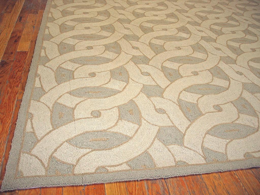 Hand-Woven Contemporary Handmade Cotton Hooked Rug  ( 10' x 14' - 305 x 427 cm ) For Sale