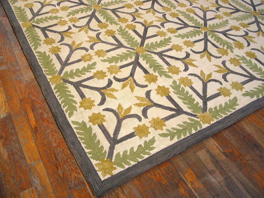 Hand-Woven Contemporary Cotton Hooked Rug ( 6' x9'  ) For Sale