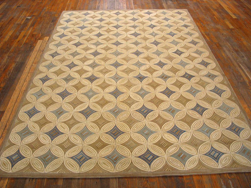 Wool Contemporary Cotton Hooked Rug ( 6' x 9' - 183 x 275 ) For Sale