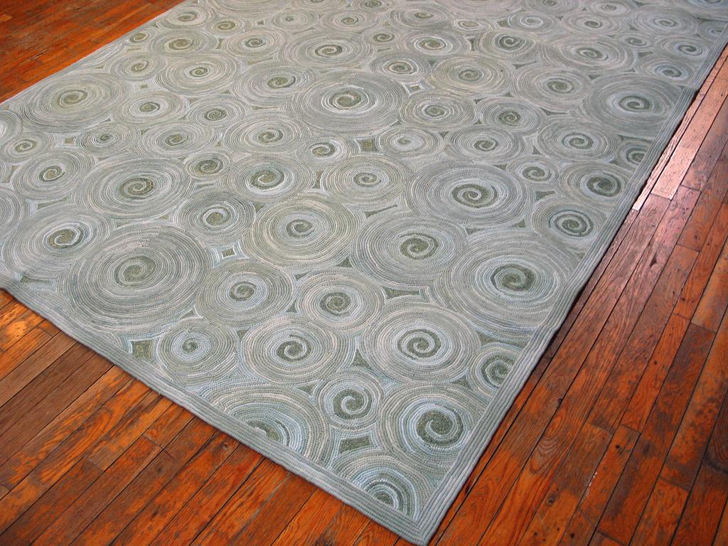 Cotton Contemporary Handmade Hooked Rug by NECRugs ( 6' x 9' - 183 x 274 ) For Sale