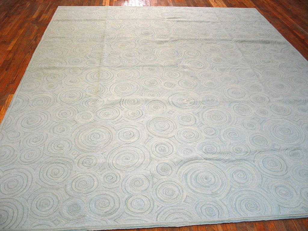 Contemporary Handmade Hooked Rug by NECRugs ( 6' x 9' - 183 x 274 ) For Sale 4