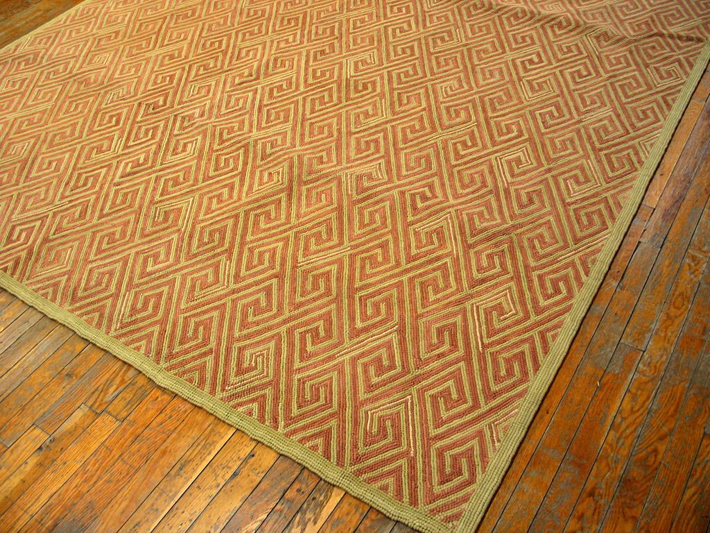 Handgefertigter Baumwoll-Hakenteppich ( 8' x 10' - 244 x 305cm ) (Handgewebt) im Angebot