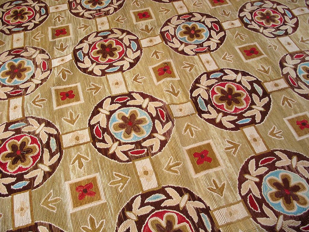 Cotton Contemporary American Hooked Rug 8' x 10' For Sale