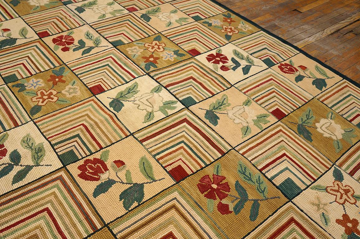 Contemporary Handmade Cotton Hooked Rug ( 9' x 12' - 244 x 305cm ) In New Condition For Sale In New York, NY