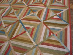 Sublime Colorful Background Multi Diamond Pattern Contemporary Cotton Hooked Rug