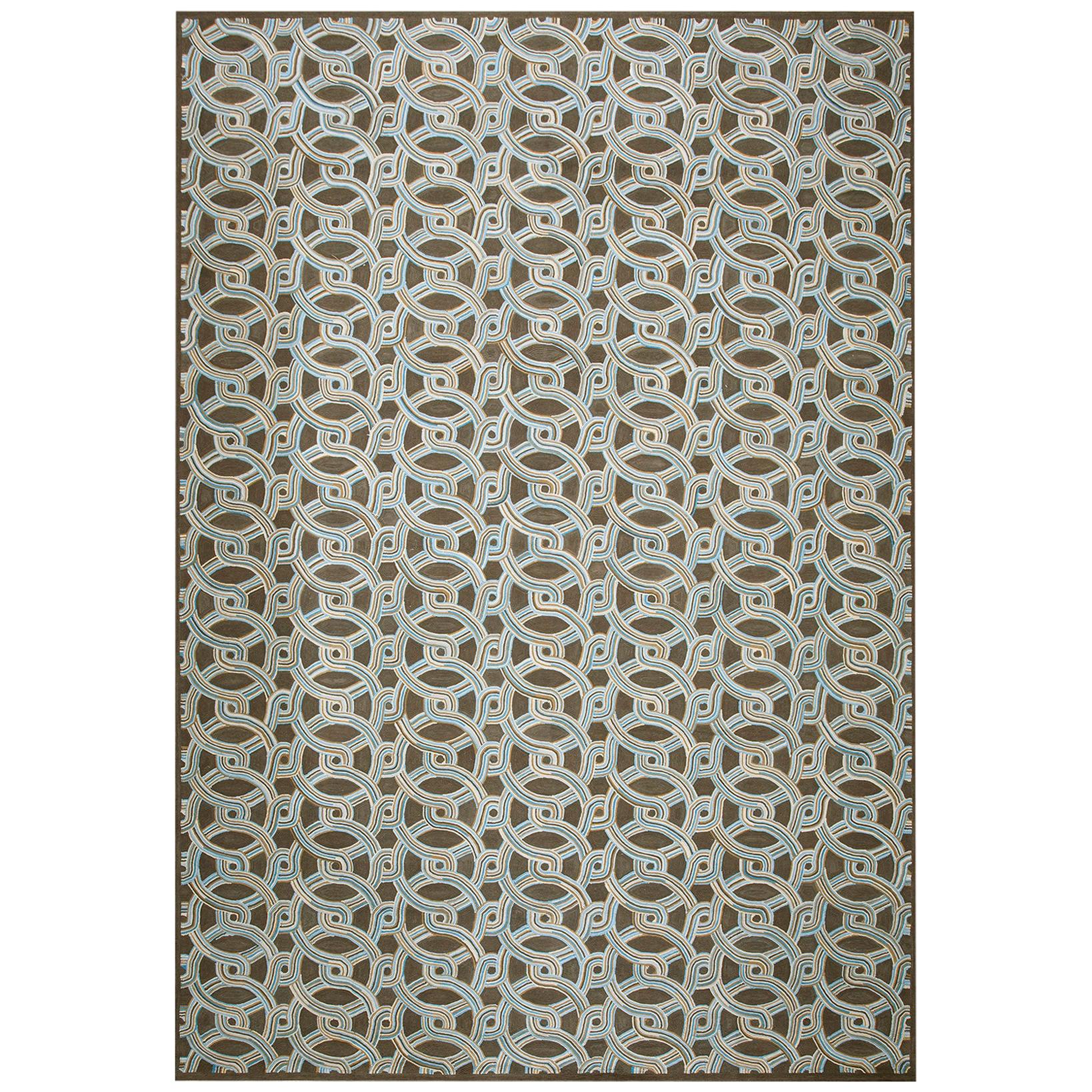 Contemporary  Cotton Hooked Rug 8' 0" x 10' 0"  For Sale