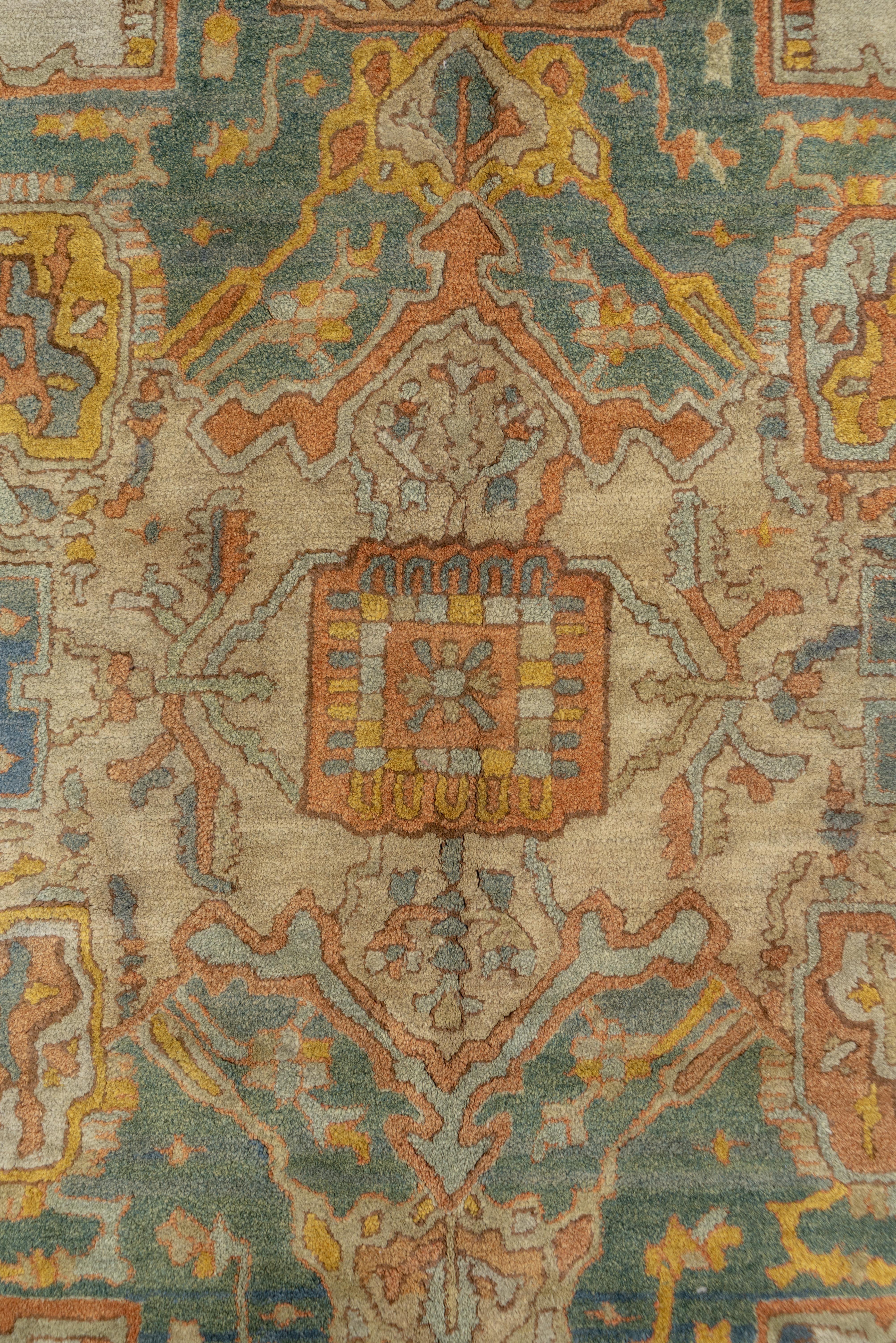 Hooked Rug in Ancient Orange with Elaborate Central Medallion In Good Condition For Sale In New York, NY