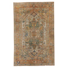 Hooked Rug in Ancient Orange with Elaborate Central Medallion